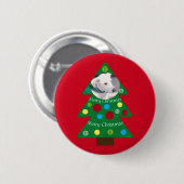 Niedlicher Welpenhund farbenfroher Weihnachtsbaum  Button (Vorne & Hinten)