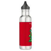Niedlicher Welpenhund farbenfroher Weihnachtsbaum Edelstahlflasche (Links)