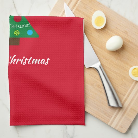 Niedlicher Welpenhund farbenfroher Weihnachtsbaum Geschirrtuch (Viertel Falte)