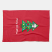 Niedlicher Welpenhund farbenfroher Weihnachtsbaum Geschirrtuch (Horizontal)