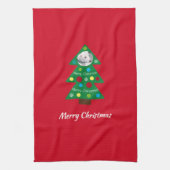 Niedlicher Welpenhund farbenfroher Weihnachtsbaum Geschirrtuch (Vertikal)