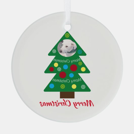 Niedlicher Welpenhund farbenfroher Weihnachtsbaum Ornament Aus Glas (Rückseite)