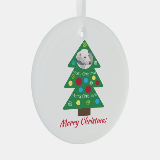 Niedlicher Welpenhund farbenfroher Weihnachtsbaum Ornament Aus Glas (Vorderseite Rechts)