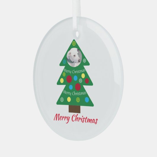 Niedlicher Welpenhund farbenfroher Weihnachtsbaum  Ornament Aus Glas (Vorderseite links)