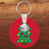 Niedlicher Welpenhund farbenfroher Weihnachtsbaum Schlüsselanhänger (Vorderseite)