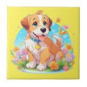 Niedlicher Welpenhund Fliese (Vorderseite)