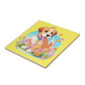 Niedlicher Welpenhund Fliese (Seite)