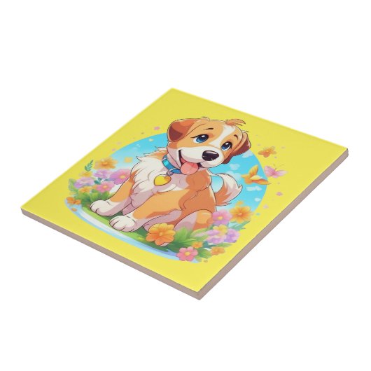 Niedlicher Welpenhund Fliese (Seite)