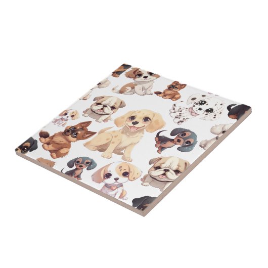 Niedlicher Welpenhund Fliese (Seite)