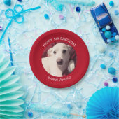 Niedlicher Welpenhund Foto 5. Geburtstag Rotes Par Pappteller (Party)