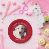 Niedlicher Welpenhund Foto 5. Geburtstag Rotes Par Pappteller (Party)