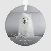 Niedlicher Welpenhund Foto Erstes Weihnachtsfest Ornament (Rückseite)