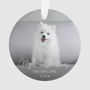 Niedlicher Welpenhund Foto Erstes Weihnachtsfest Ornament