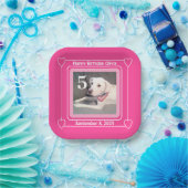 Niedlicher Welpenhund Foto Geburtstag Nummer 5 Ros Pappteller (Party)