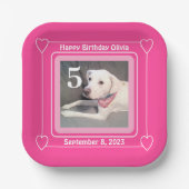 Niedlicher Welpenhund Foto Geburtstag Nummer 5 Ros Pappteller (Vorderseite)