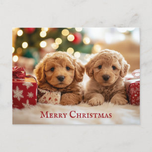 Niedlicher Welpenhund frohe Weihnachten Postkarte