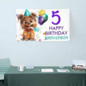 Niedlicher Welpenhund Geburtstagsparty Banner (Messeveranstaltung)