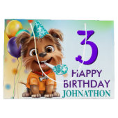 Niedlicher Welpenhund Geburtstagsparty Große Geschenktüte (Rückseite)