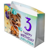 Niedlicher Welpenhund Geburtstagsparty Große Geschenktüte (Rückseite Schrägansicht)