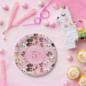 Niedlicher Welpenhund Geburtstagspink Pappteller (Party)