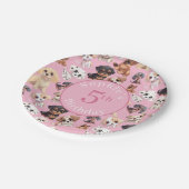 Niedlicher Welpenhund Geburtstagspink Pappteller (Schrägansicht)