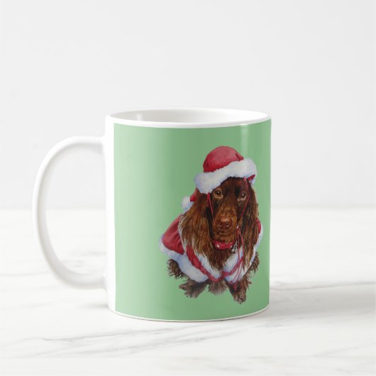 Niedlicher Welpenhund, gekleidet für Weihnachten T Kaffeetasse (Links)