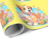 Niedlicher Welpenhund Geschenkpapier (Rolleneckpunkt)