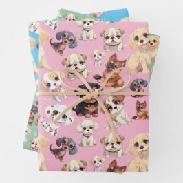 Niedlicher Welpenhund Geschenkpapier Set