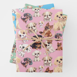 Niedlicher Welpenhund Geschenkpapier Set