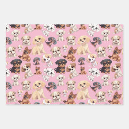 Niedlicher Welpenhund Geschenkpapier Set