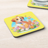 Niedlicher Welpenhund Getränkeuntersetzer (Linke Seite)