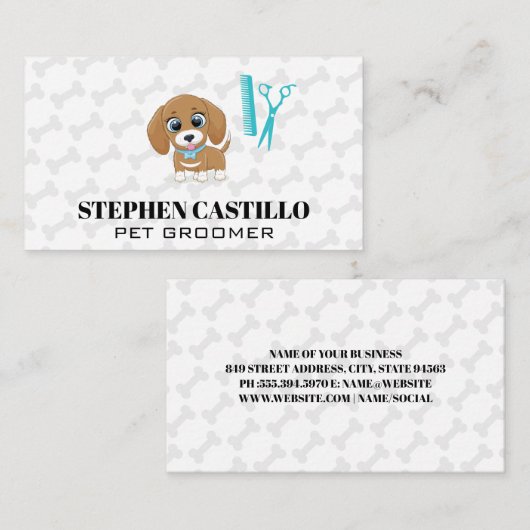 Niedlicher Welpenhund | Grooming Tools Visitenkarte (Vorne/Hinten)