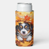 Niedlicher Welpenhund in Herbstlauben Selters Dosenkühler (Seltzer Vorderseite)