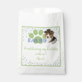 Niedlicher Welpenhund in Hut mit Paw Blue Green Ge Geschenktütchen (Vorderseite)