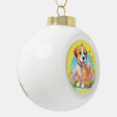 Niedlicher Welpenhund Keramik Kugel-Ornament (Links)