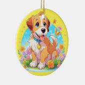 Niedlicher Welpenhund Keramik Ornament (Rechts)