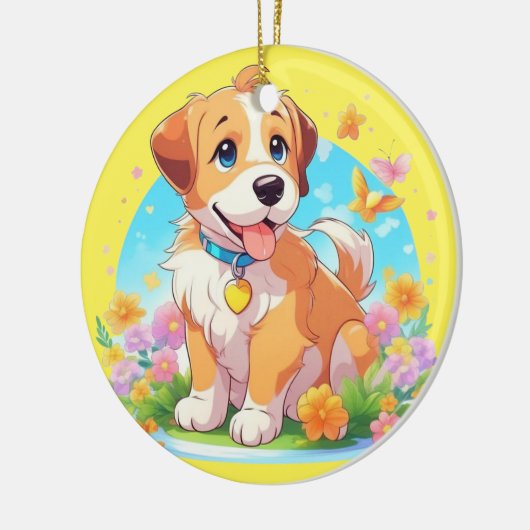 Niedlicher Welpenhund Keramik Ornament (Links)