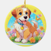 Niedlicher Welpenhund Keramik Ornament (Hinten)