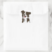 Niedlicher Welpenhund Lover Brown White Border Col Quadratischer Aufkleber (Tasche)