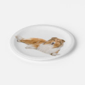 Niedlicher Welpenhund Lover Collie Pappteller (Schrägansicht)