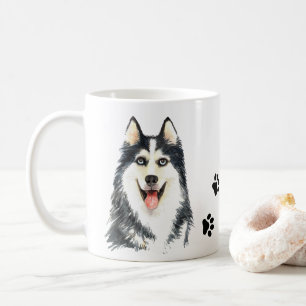 Niedlicher Welpenhund Lover Watercolor Siberischer Kaffeetasse