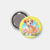 Niedlicher Welpenhund Magnet (Vorderseite/Rückseite)