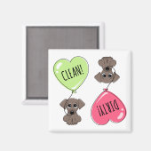 Niedlicher Welpenhund mit Herzballon sauber schmut Magnet (Vorderseite/Rückseite)