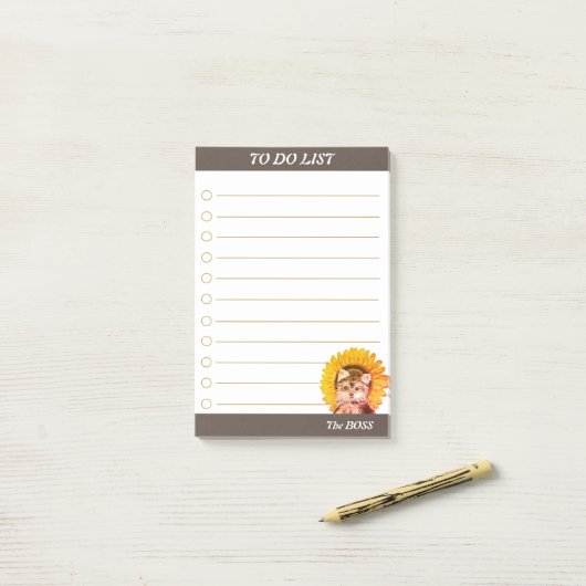 Niedlicher Welpenhund mit Sonnenblume zu erledigen Post-it Klebezettel (Auf Schreibtisch)