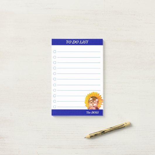 Niedlicher Welpenhund mit Sonnenblume zu erledigen Post-it Klebezettel (Auf Schreibtisch)