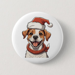 Niedlicher Welpenhund mit Weihnachts-Hat Classic T Button