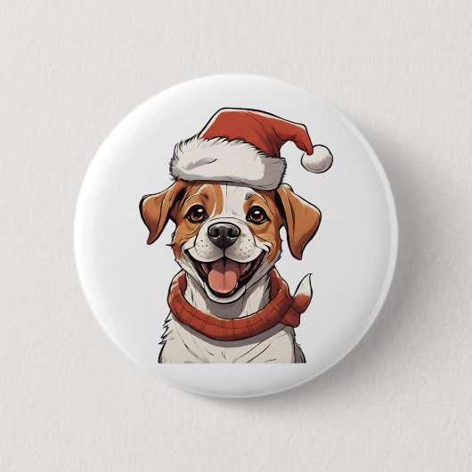 Niedlicher Welpenhund mit Weihnachts-Hat Classic T Button (Vorderseite)