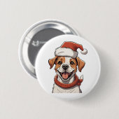 Niedlicher Welpenhund mit Weihnachts-Hat Classic T Button (Vorne & Hinten)