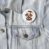 Niedlicher Welpenhund mit Weihnachts-Hat Classic T Button (Beispiel)