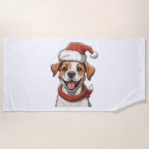 Niedlicher Welpenhund mit Weihnachts-Hat Classic T Strandtuch